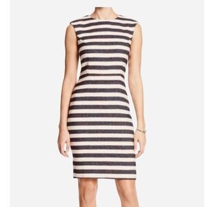 Banana‎ Republic  Women 14 Striped Sheath Dress Navy White Red Business Casual
